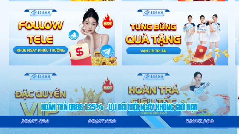 Hoàn trả Dr88 1.25% – Ưu đãi mỗi ngày không giới hạn